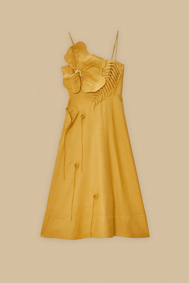 Farm Rio Sand Garden Lenzing™ Ecovero™ Euroflax™ Midi Dress SAND