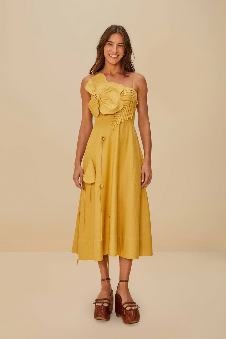 farm rio sand garden lenzing™ ecovero™ euroflax™ midi dress SAND