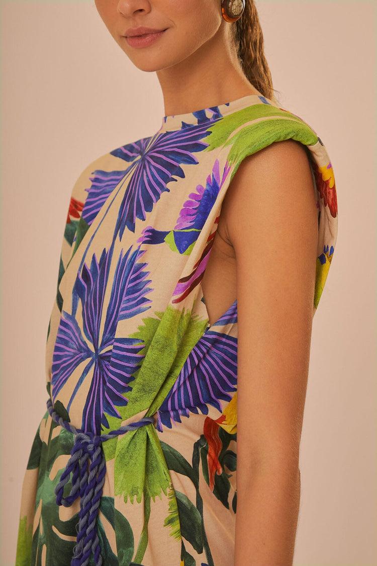 Farm Rio Sand Macaw Jungle Organic Cotton T-shirt Dress MACAW JUNGLE SAND