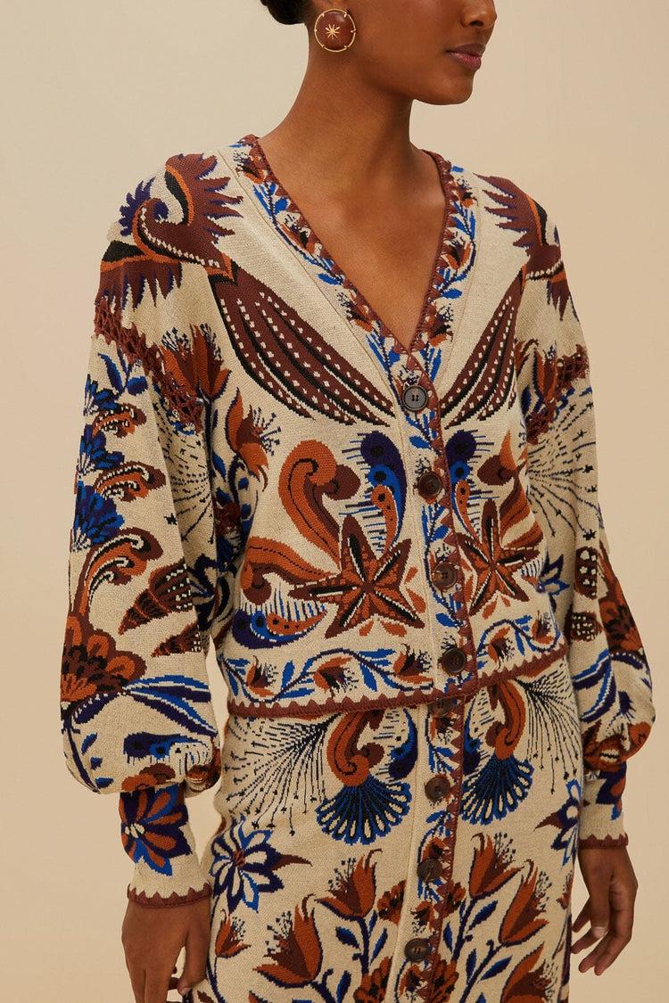 farm Rio Sand Nature Land Knit Cardigan NATURE LAND SAND