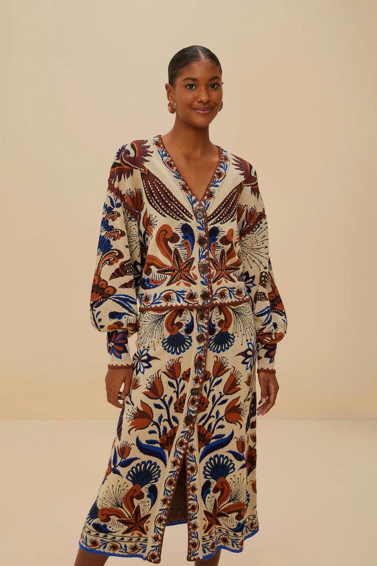 Farm Rio Sand Nature Land Knit Skirt NATURE LAND SAND