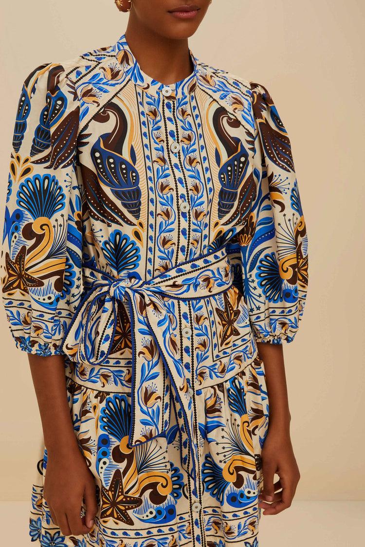 Farm Rio Sand Nature Land Organic Cotton Mini Dress NATURE LAND SAND