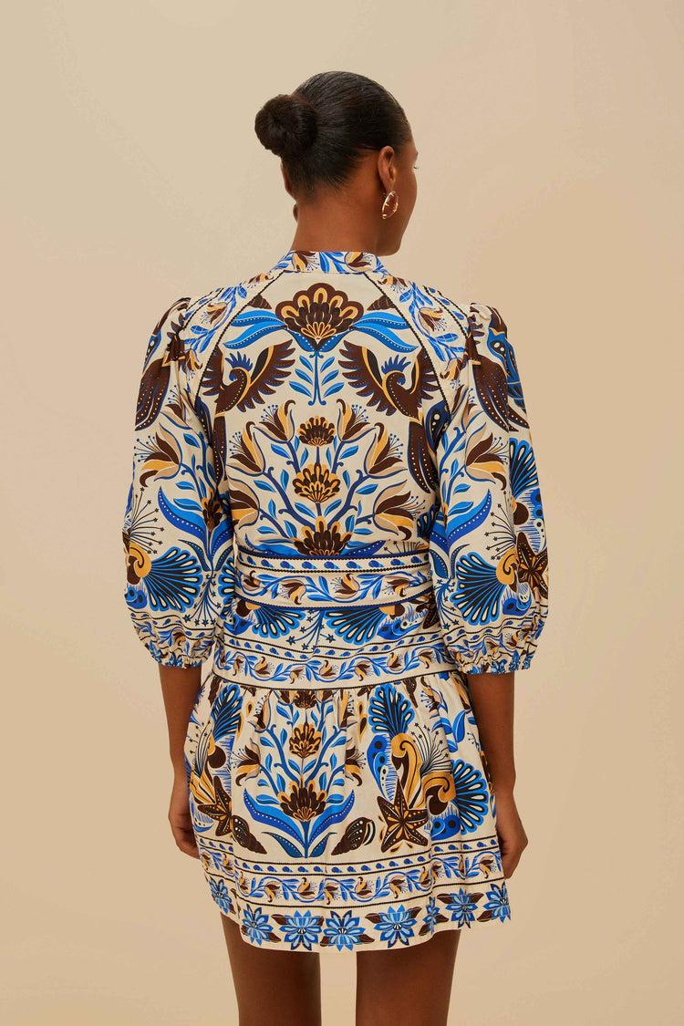 Farm Rio Sand Nature Land Organic Cotton Mini Dress NATURE LAND SAND