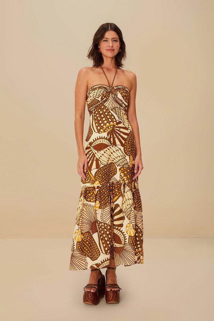 farm rio sand shell mix euroflax™ premium linen maxi dress SHELL MIX CAMEL farm rio sand shell mix euroflax™ premium linen maxi dress SHELL MIX CAMEL