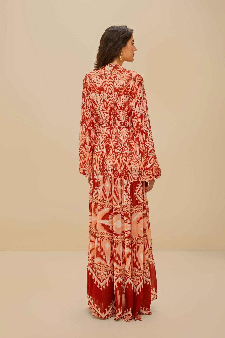 Farm Rio Tropical Tapestry Red Metal Embroidered Tiered Max TROPICAL TAPESTRY RED