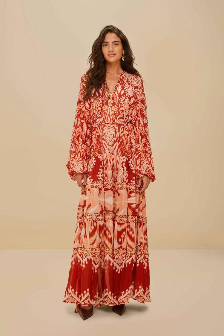 farm rio tropical tapestry red metal embroidered tiered max TROPICAL TAPESTRY RED