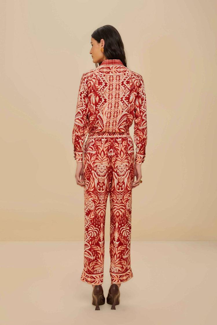 Farm Rio Tropical Tapestry Red Pajama Pants TROPICAL TAPESTRY RED