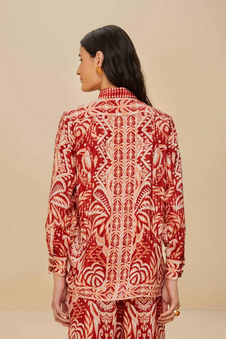 Farm Rio Tropical Tapestry Red Pajama Shirt TROPICAL TAPESTRY RED