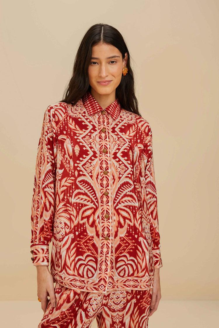 farm rio tropical tapestry red pajama shirt TROPICAL TAPESTRY RED