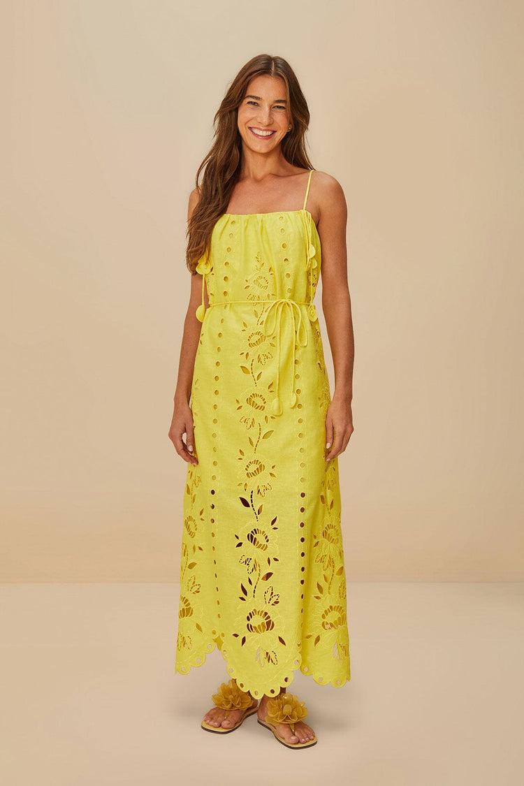 Farm Rio Yellow Richelieu Sleeveless Lenzing™ Ecovero™ Euroflax™ Maxi Dress YELLOW