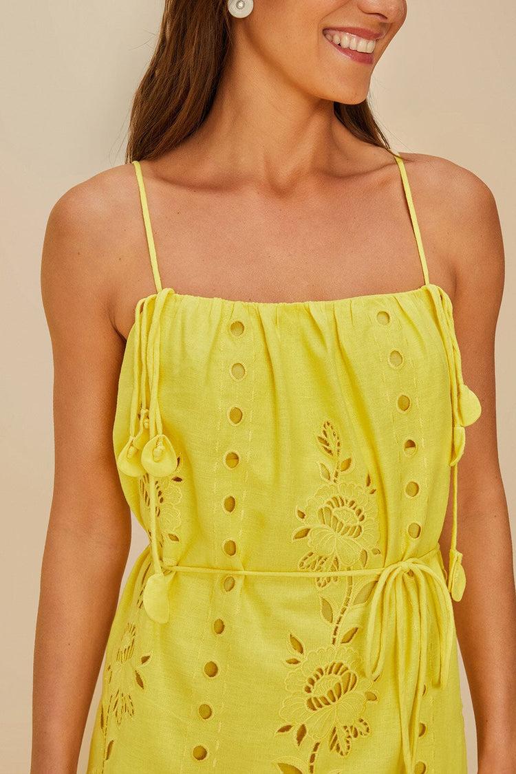 Farm Rio Yellow Richelieu Sleeveless Lenzing™ Ecovero™ Euroflax™ Maxi Dress YELLOW