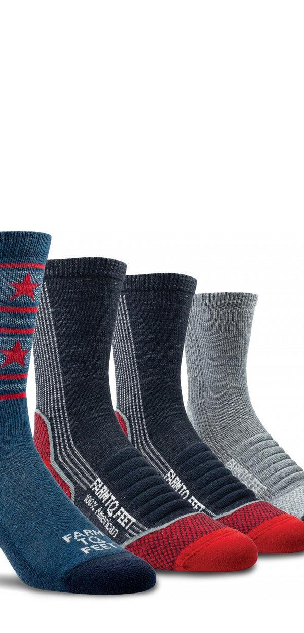 farm to feet All-American Bundle: 4 Pairs Light Cushion Assorted