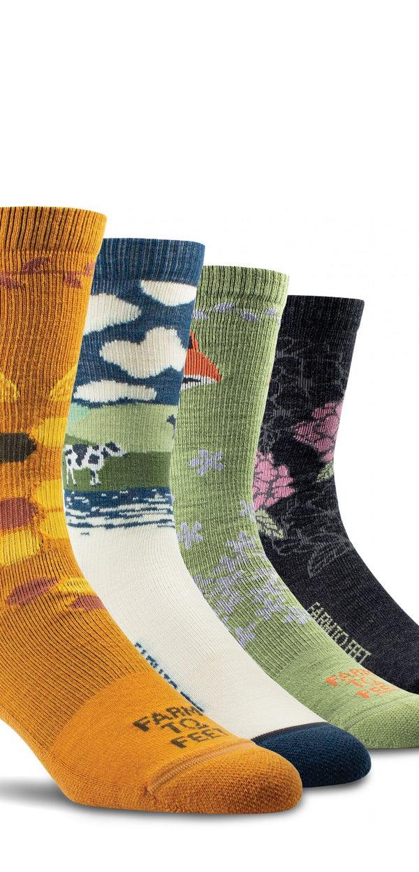 farm to feet Nature's Walk Bundle: 4 Pairs Light Cushion CREW