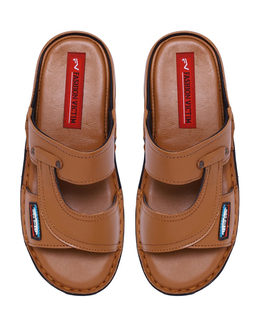 Fashion Victim Men Beige Leather Sandals