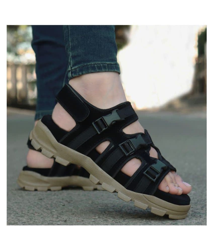 fashion victim Men Black & Brown Fisherman Sandals