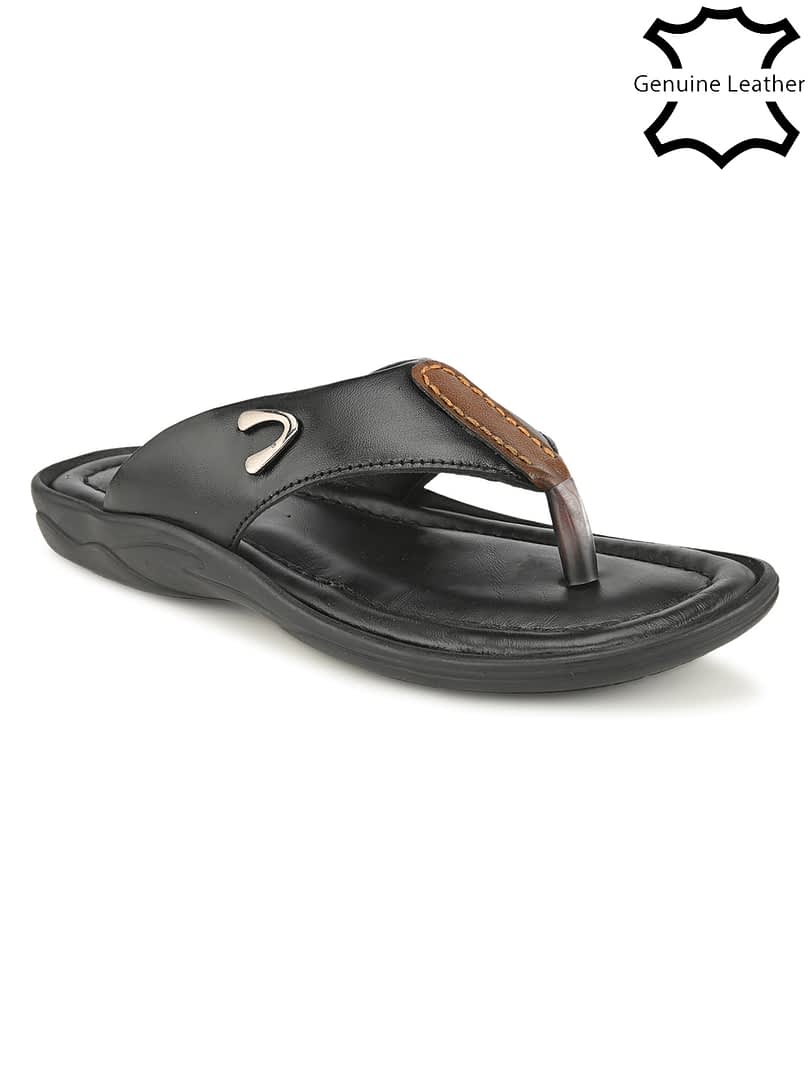 Fashion Victim Men Black Leather Comfort Sandals