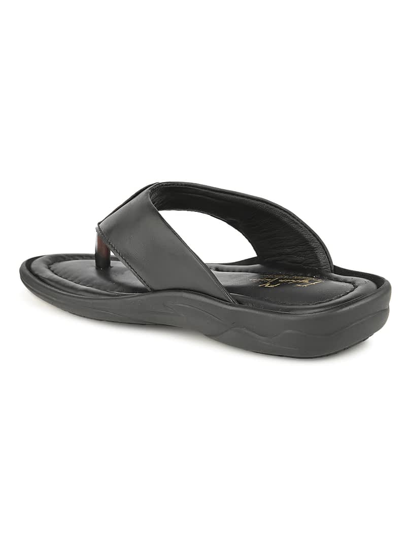 Fashion Victim Men Black Leather Comfort Sandals