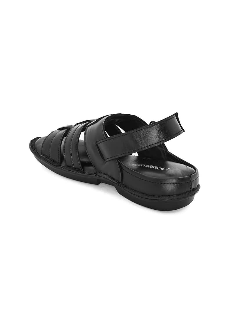 Fashion Victim Men Black Leather Comfort Sandals