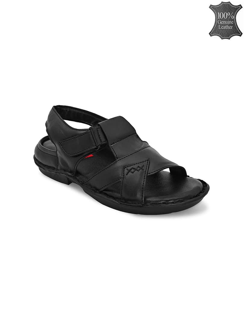 Fashion Victim Men Black Leather Comfort Sandals