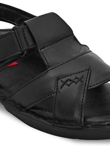 Fashion Victim Men Black Leather Comfort Sandals