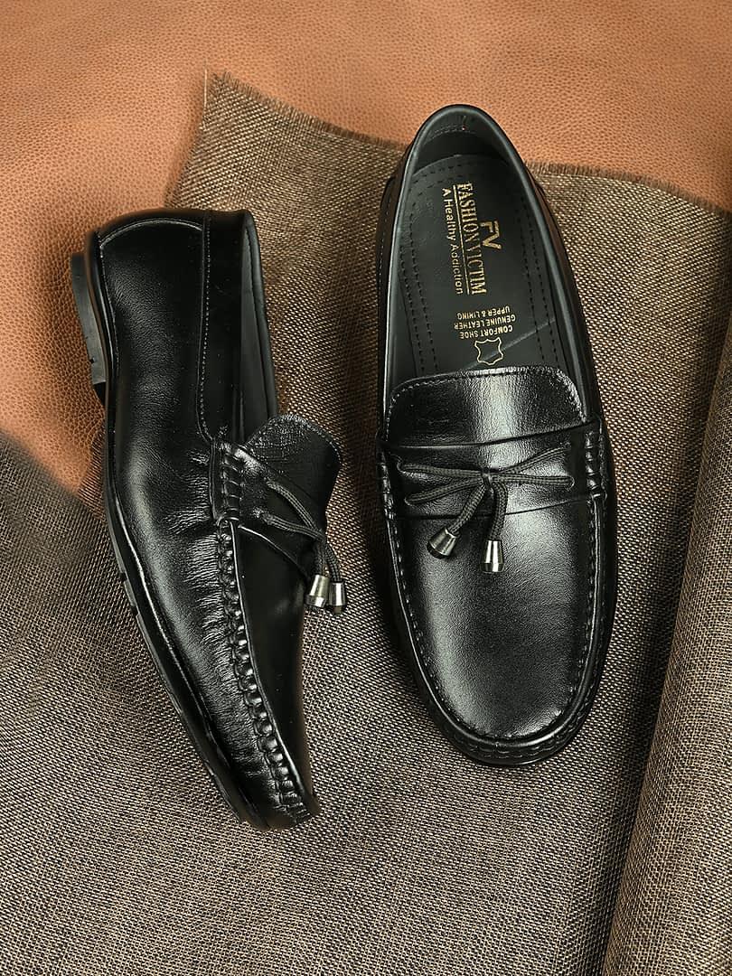 fashion victim Men Black Leather Loafers