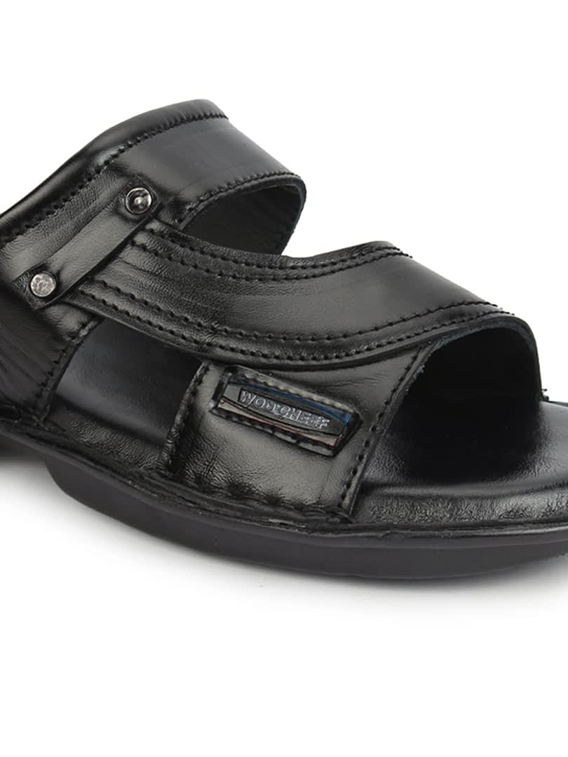 Fashion Victim Men Black Leather Sandals