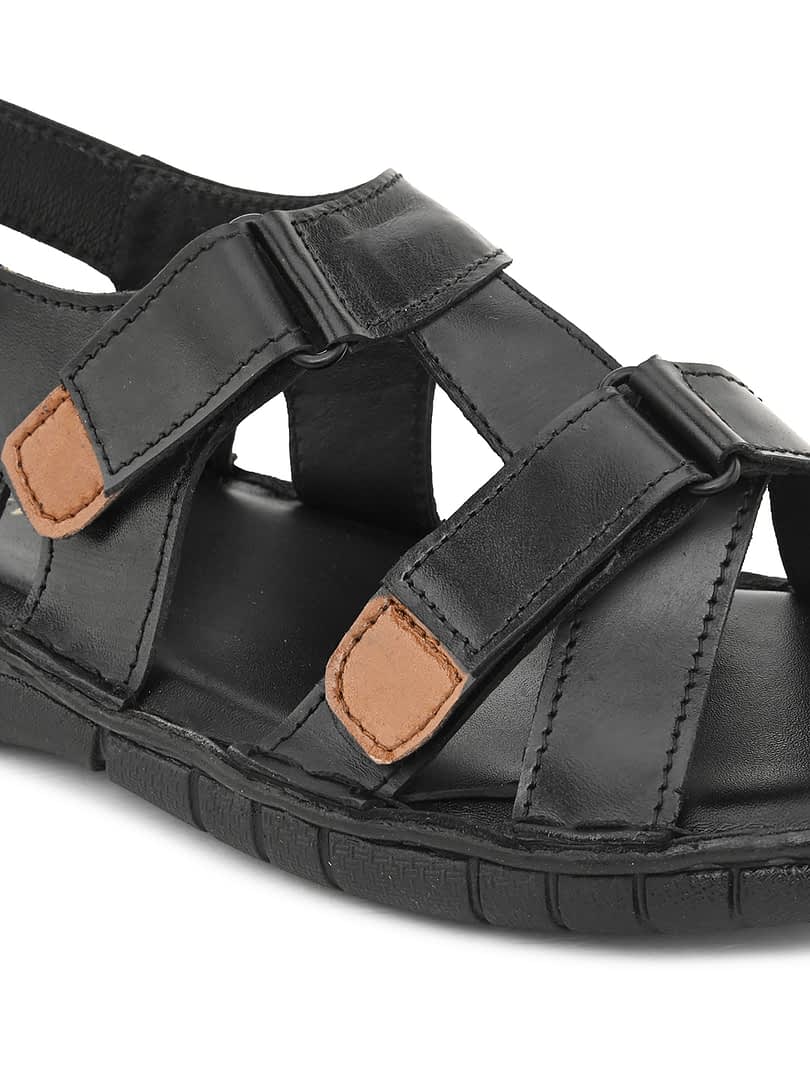 Fashion Victim Fashion Victim Men Black Leather Sandals