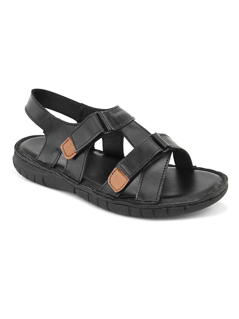 fashion victim Fashion Victim Men Black Leather Sandals