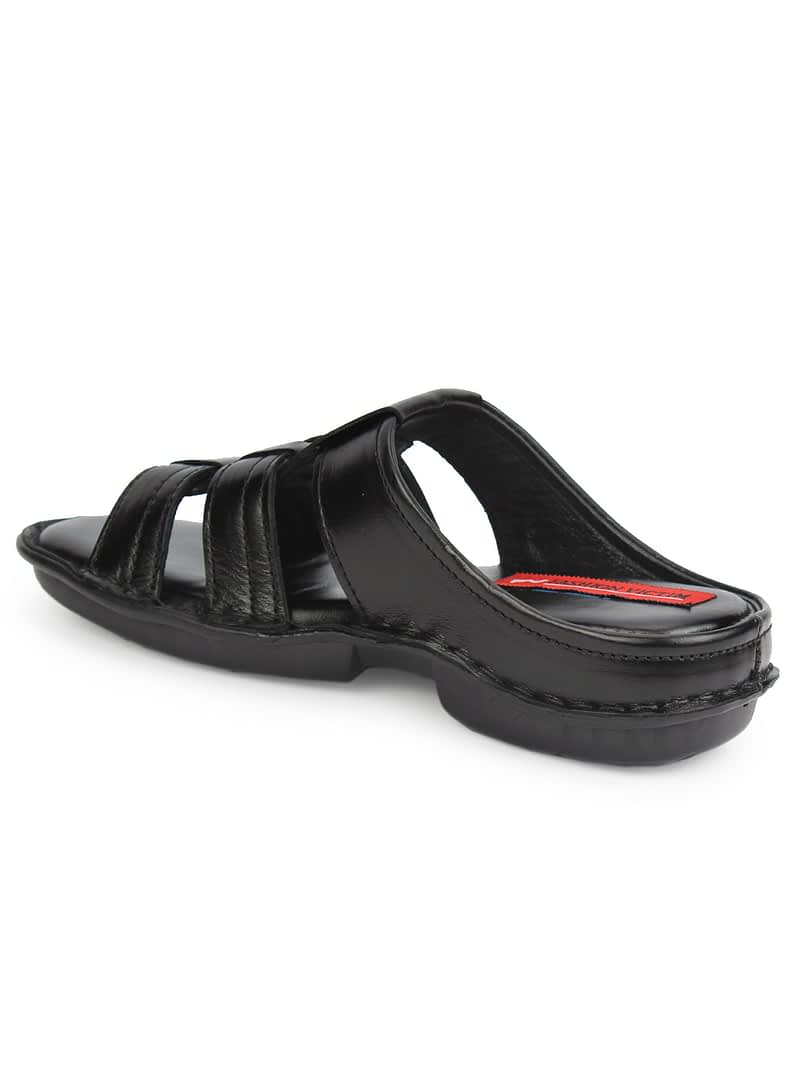 Fashion Victim Men Black Leather Sandals