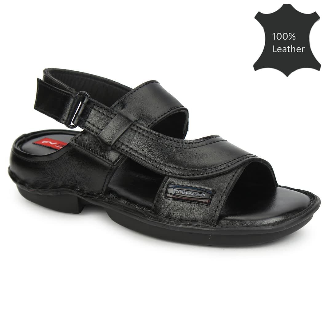 Fashion Victim Men Black Leather Sandals