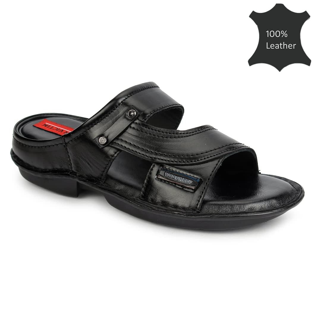 fashion victim Men Black Leather Sandals