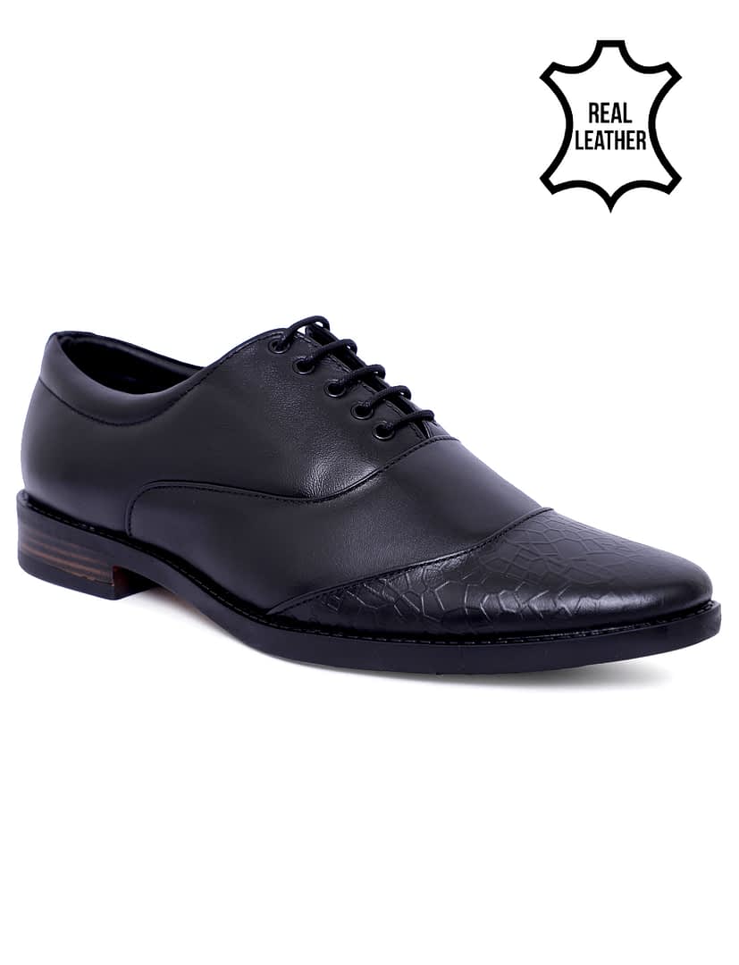 Fashion Victim Men Black Solid Leather Oxfords
