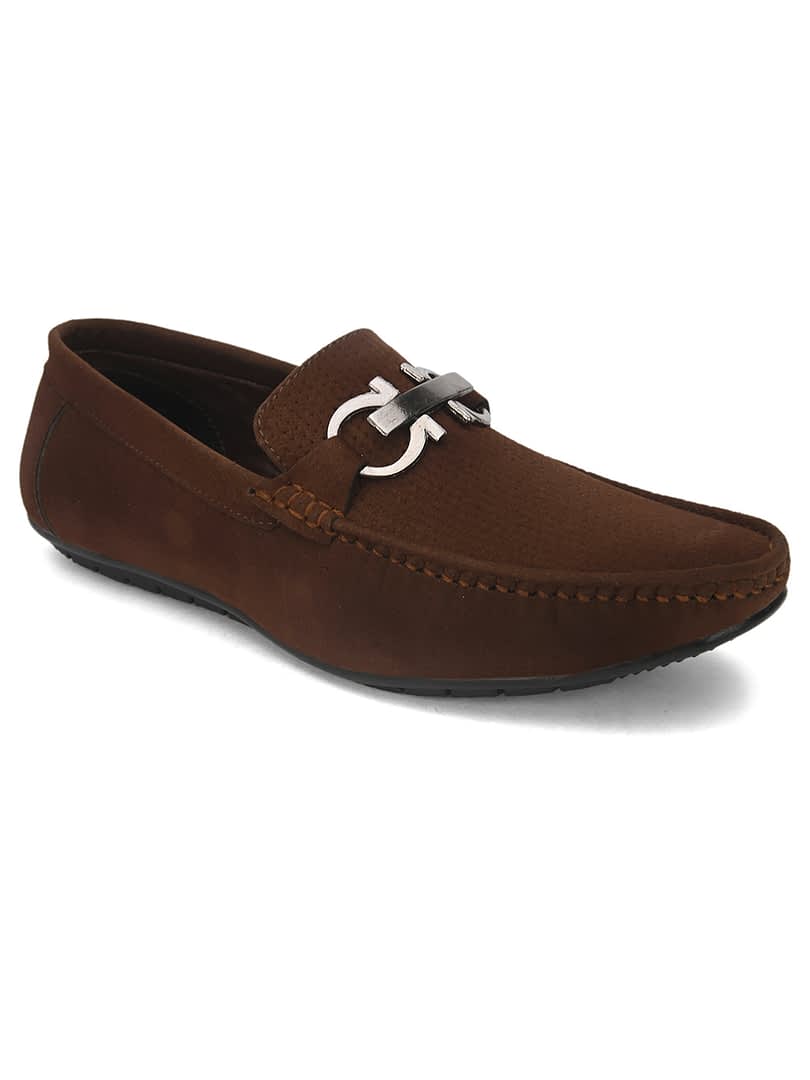 Fashion Victim Men Brown Textured Suede Loafers