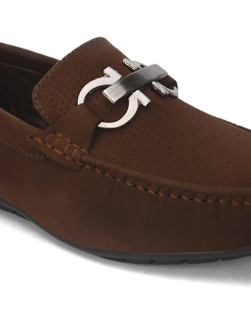 Fashion Victim Men Brown Textured Suede Loafers