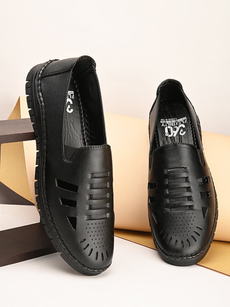 fashion victim Men Laser Cut Shoe-Style Sandals