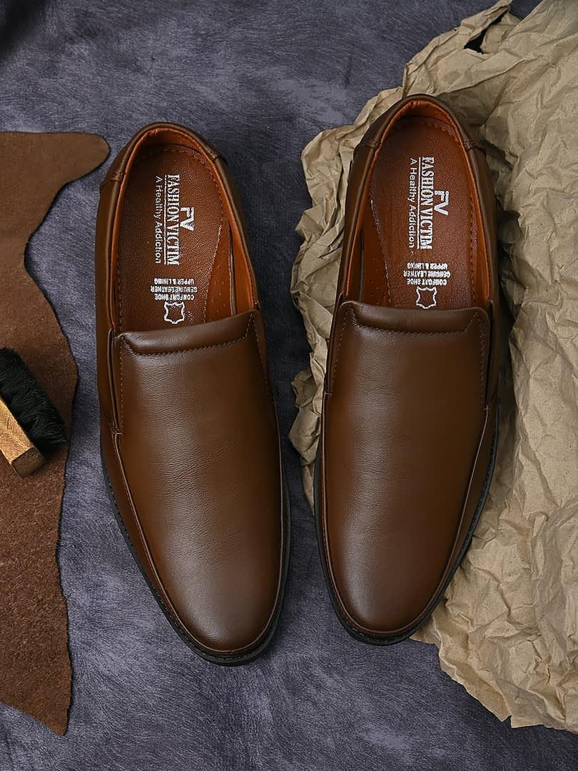 fashion victim Men Leather Formal Slip-On Shoes