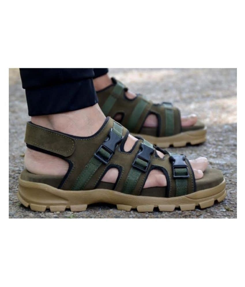 Fashion Victim Men Olive Green Fisherman Sandals