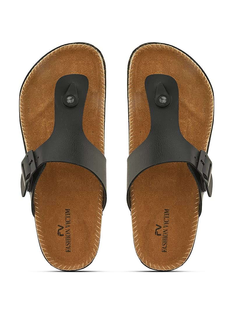 Fashion Victim Fashion Victim Men Stylish Leather Insole Slippers