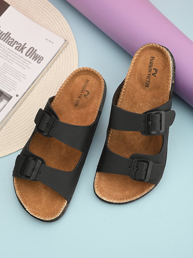 fashion victim Fashion Victim Men Stylish Leather Insole Slippers