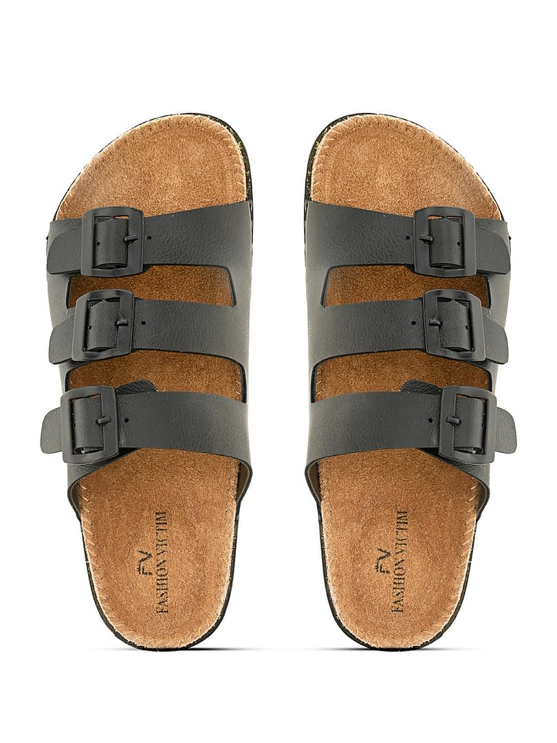 Fashion Victim Fashion Victim Men Stylish Leather Insole Slippers