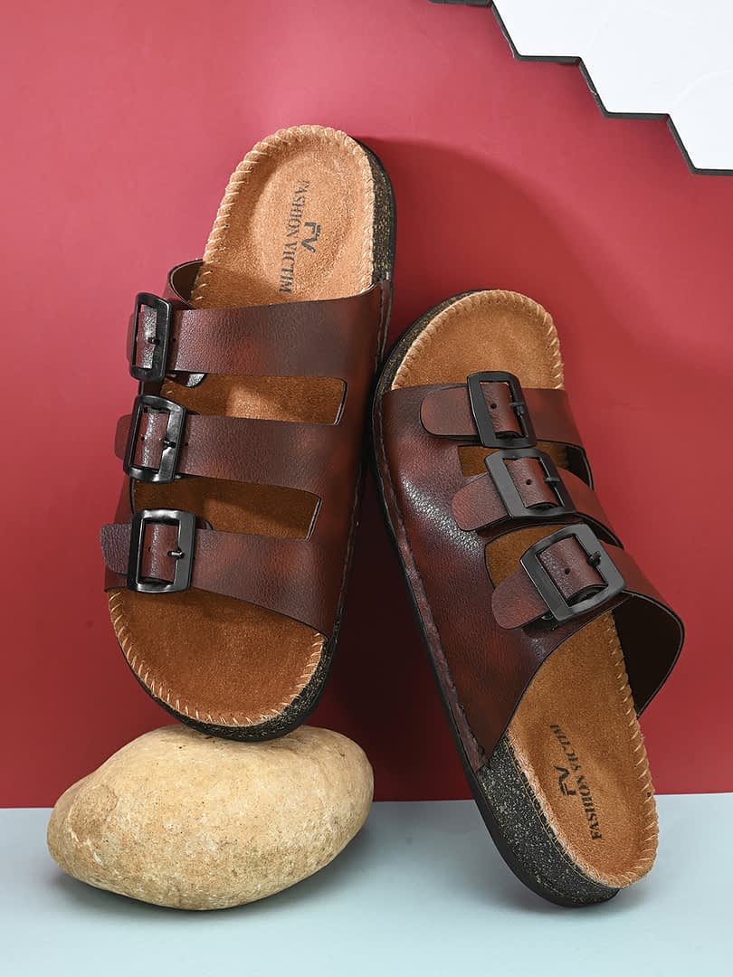 fashion victim Fashion Victim Men Stylish Leather Insole Slippers