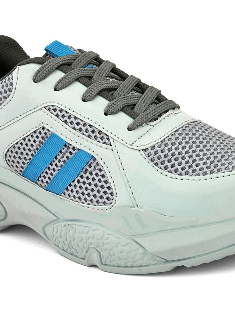 Fashion Victim Women Blue Woven Design Sneakers