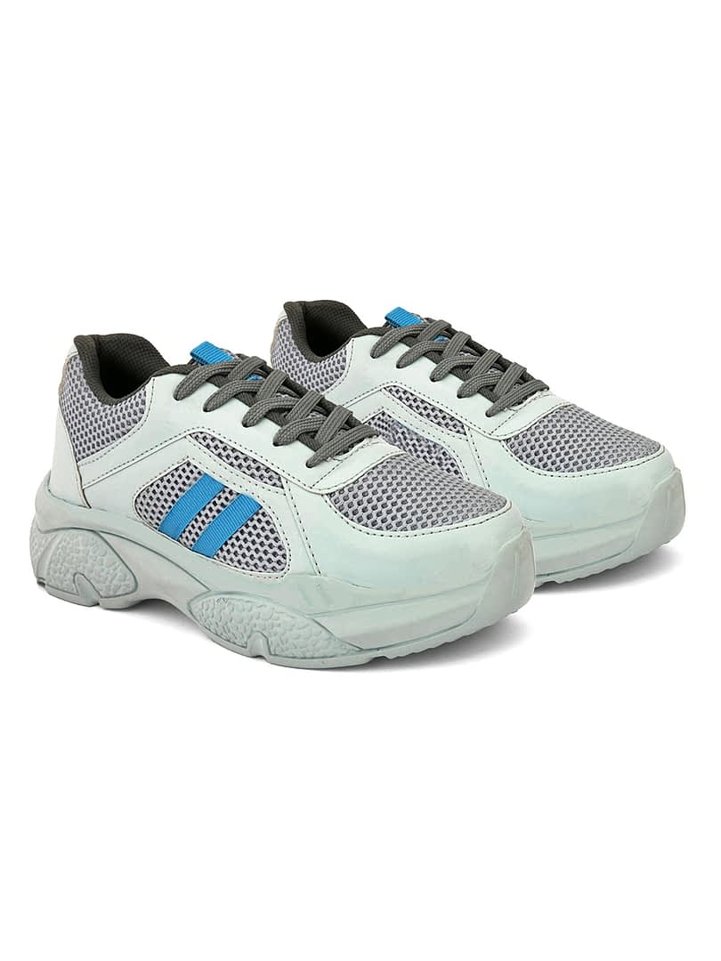 Fashion Victim Women Blue Woven Design Sneakers