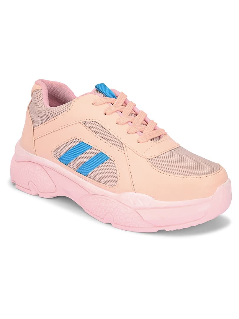 Fashion Victim Women Pink Woven Design Sneakers