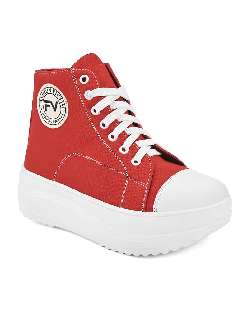 Fashion Victim Women Red Lightweight Sneakers