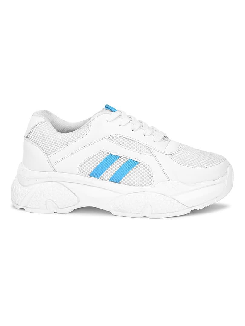 Fashion Victim Women White Woven Design Sneakers