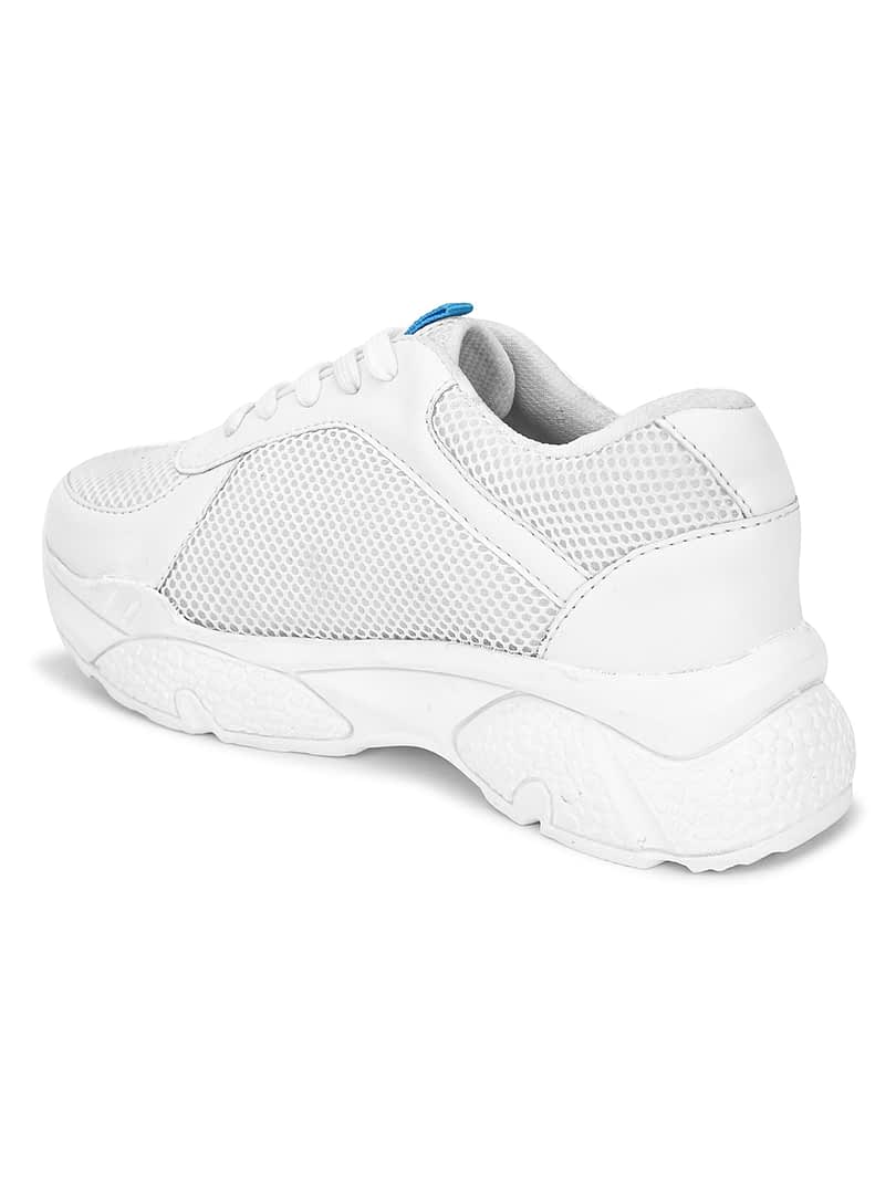 Fashion Victim Women White Woven Design Sneakers