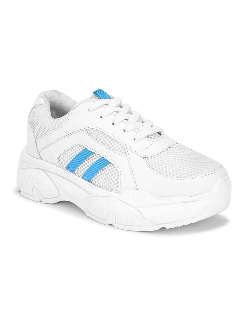 Fashion Victim Women White Woven Design Sneakers