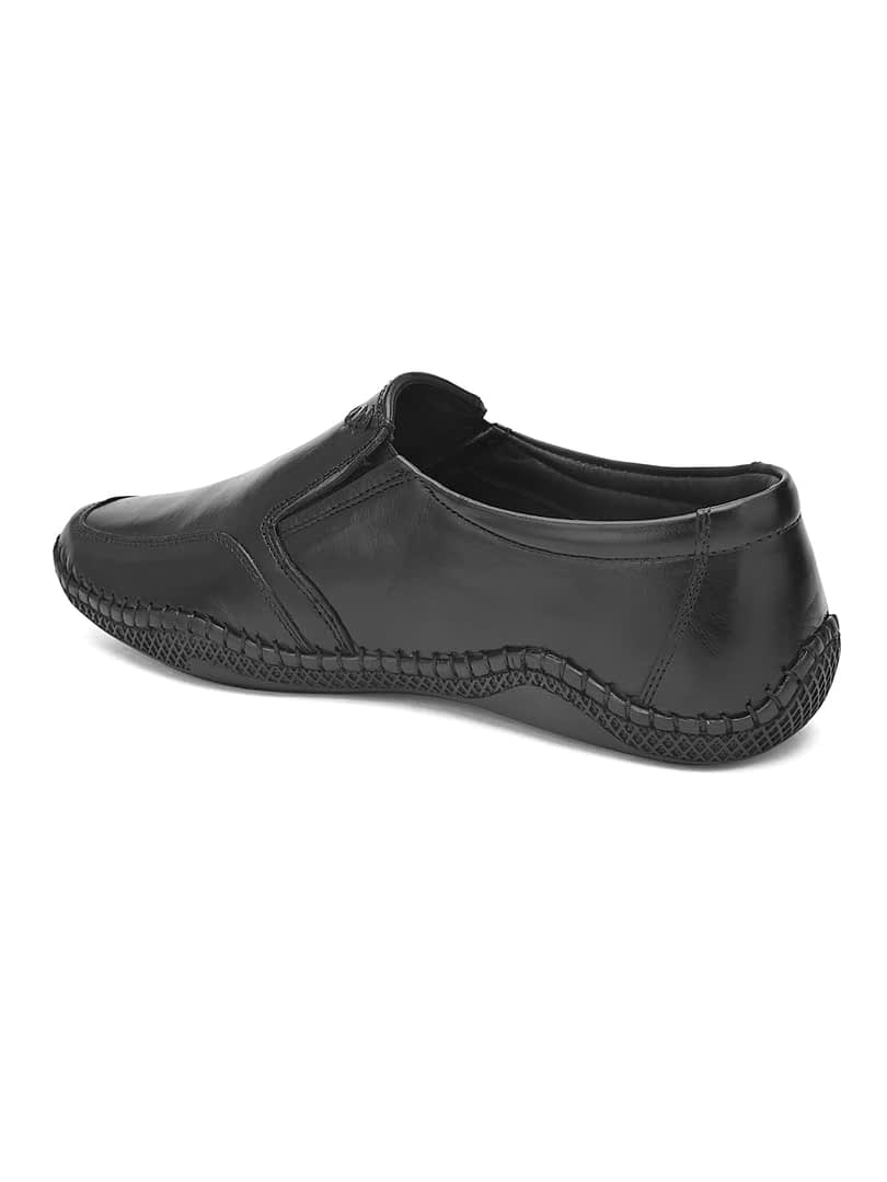 Fashion Victim Men Black Solid Leather Formal Loafers