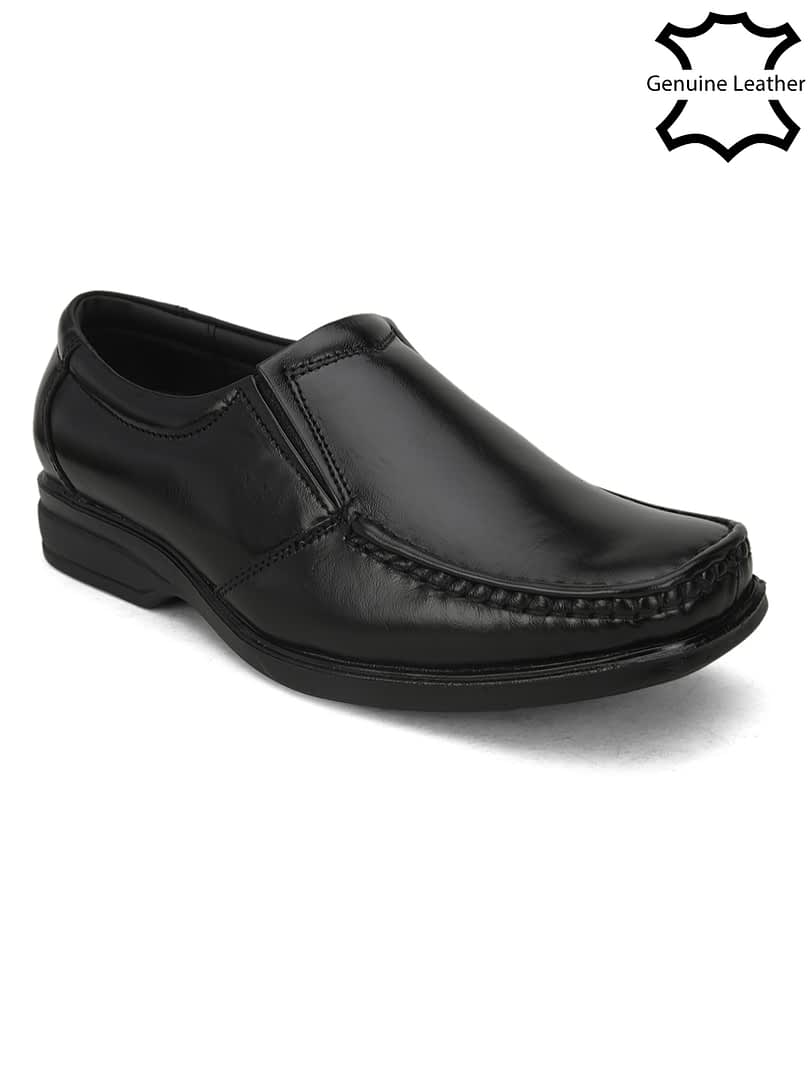 Fashion Victim Men Black Solid Leather Formal Slip-Ons